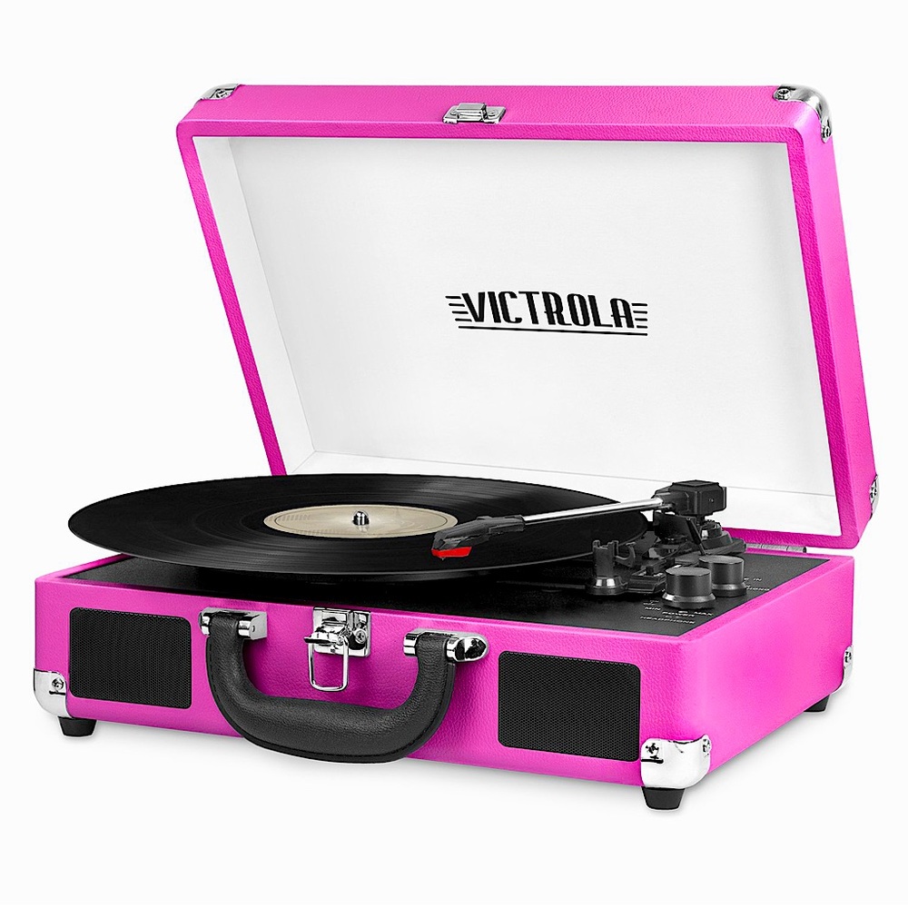 VICTROLA HOT PINK BLUETOOTH STEREO TURNTABLE